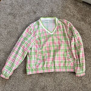 Plaid V-Neck Women's Jacket - Pink and Green